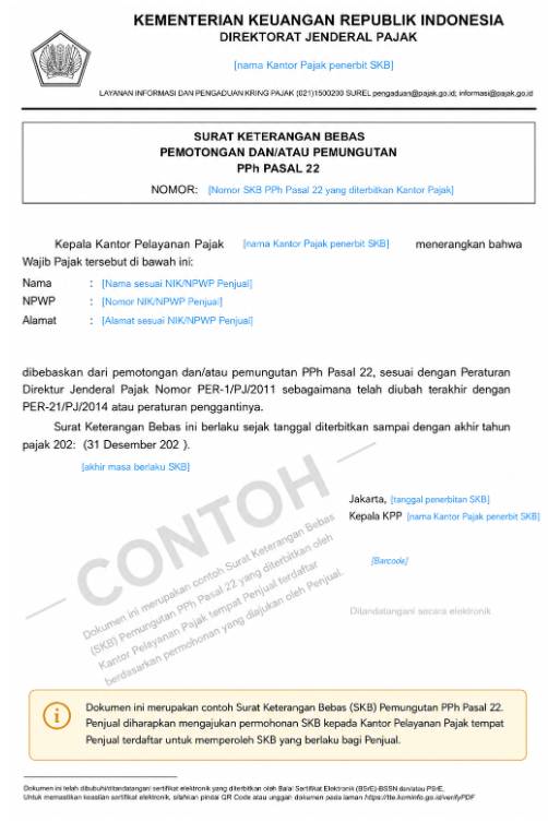 Contoh Surat Keterangan Bebas Pajak Shopee